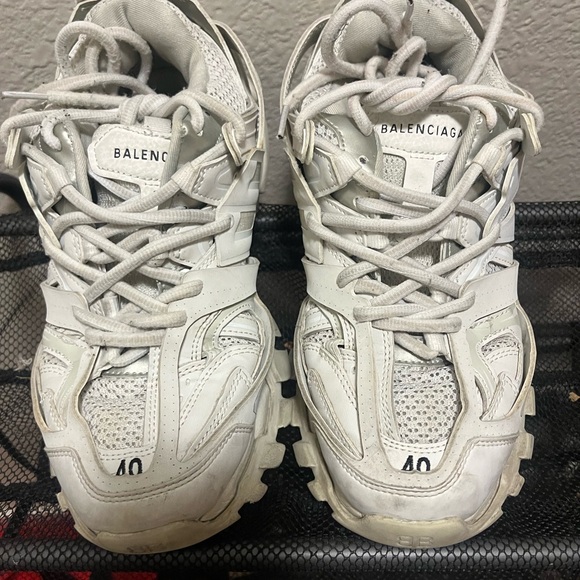 Balenciaga White Sneakers with Chunky Sole and Mesh Panels - Picture 1 of 3